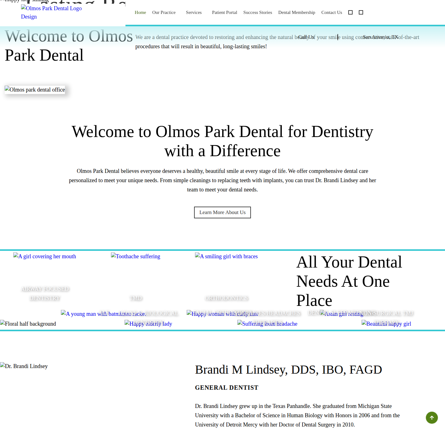 Before: the dental practice's broken homepage