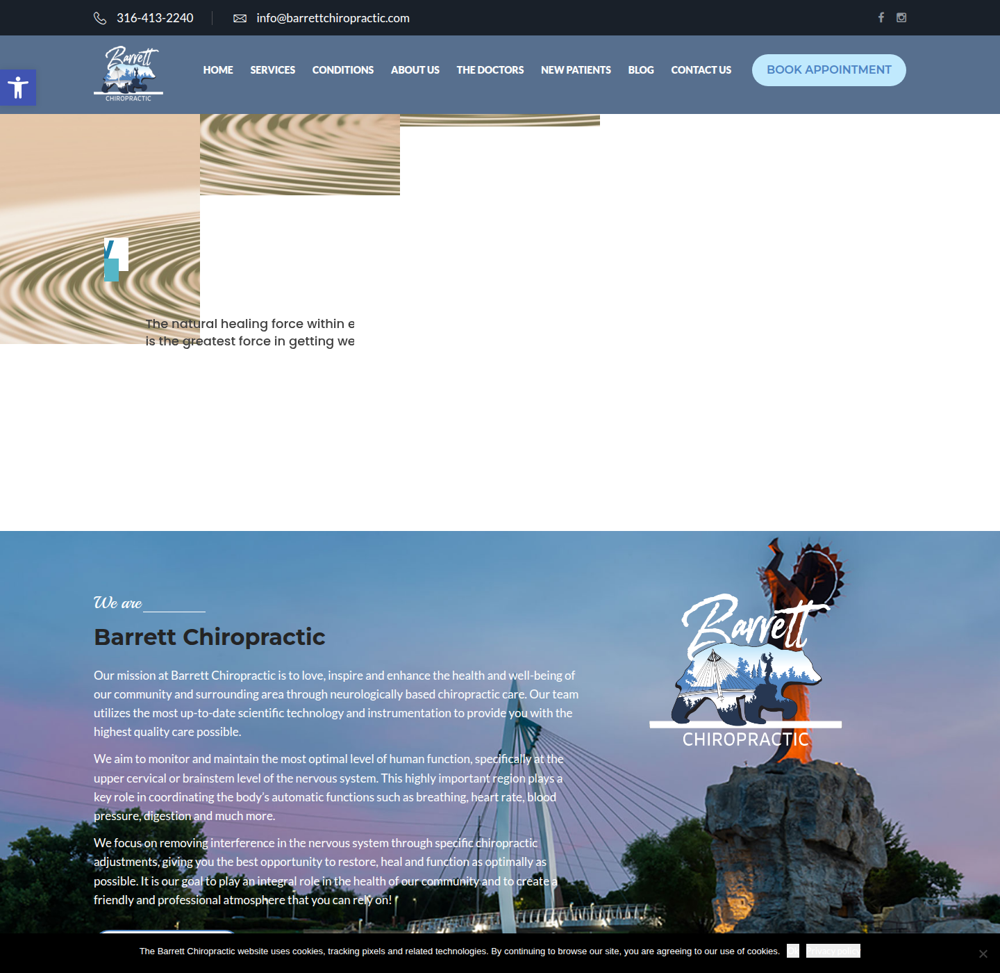 Before: the chiropractic clinic's broken homepage