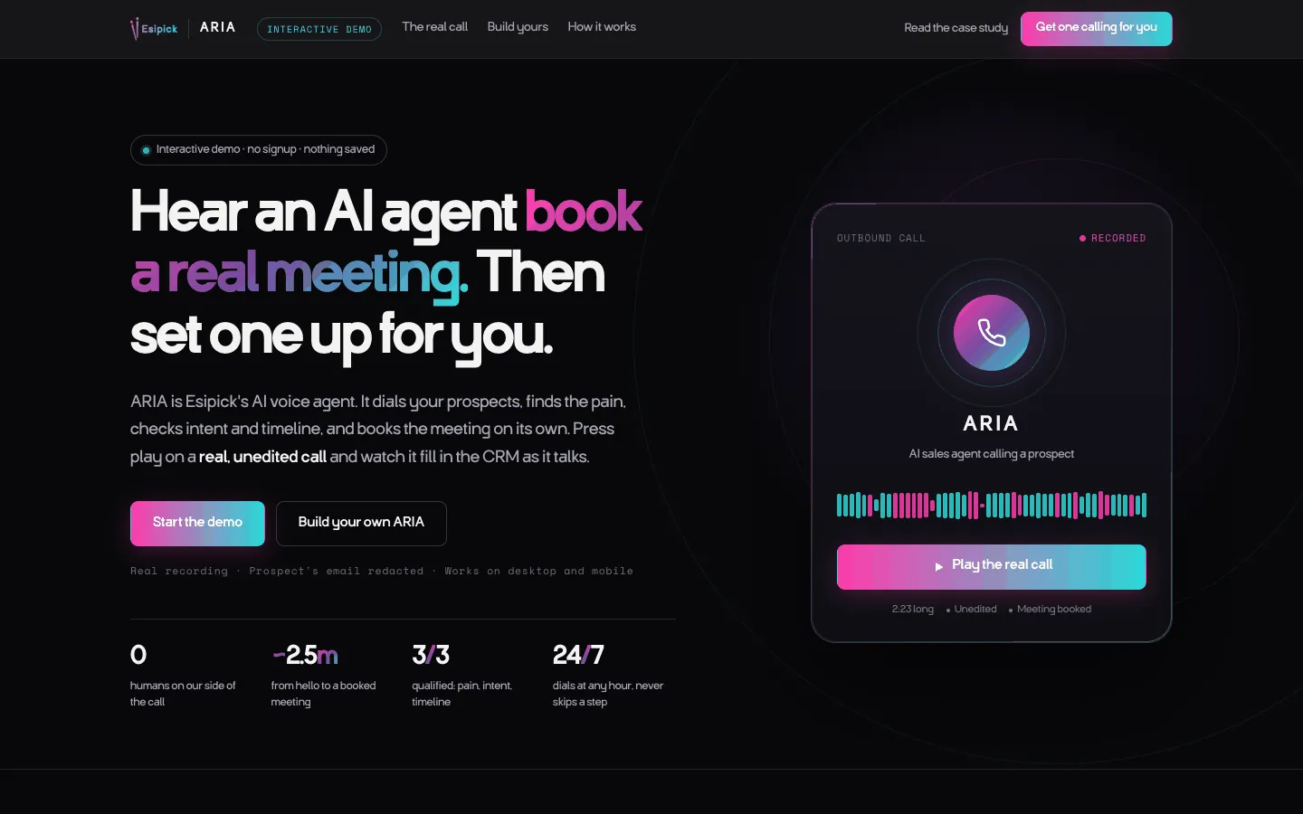 ARIA voice agent interactive demo
