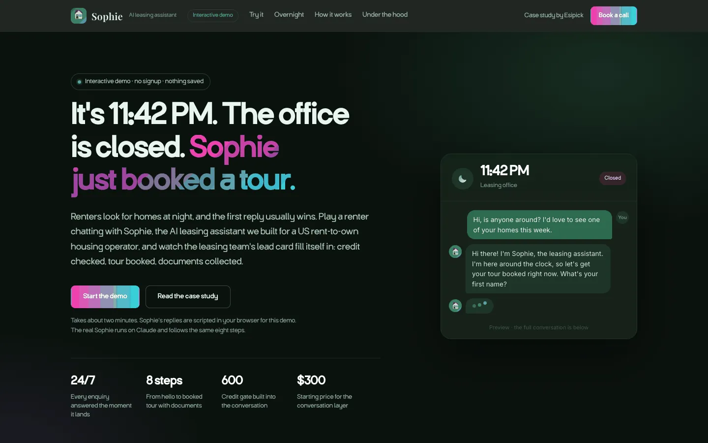 Sophie, the AI leasing assistant demo