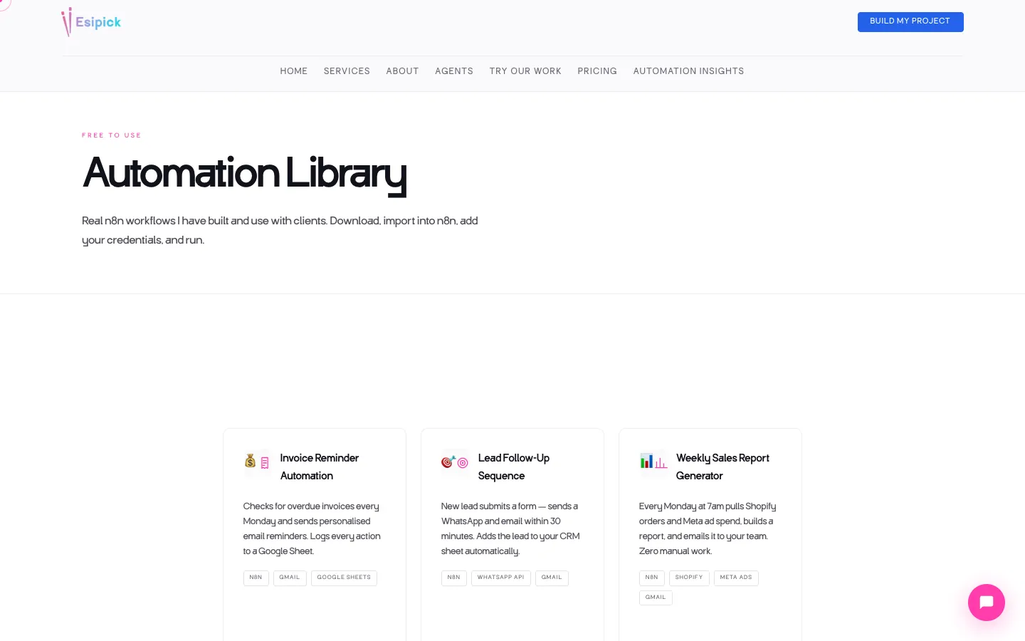 Screenshot of the Automation Library