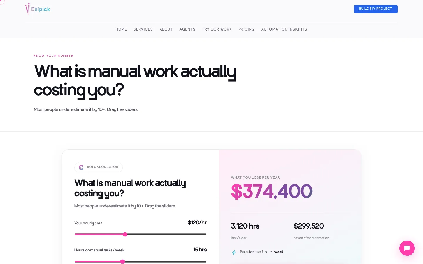 Screenshot of the ROI Calculator