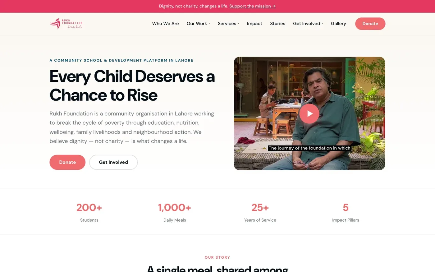 The Rukh Foundation website home page