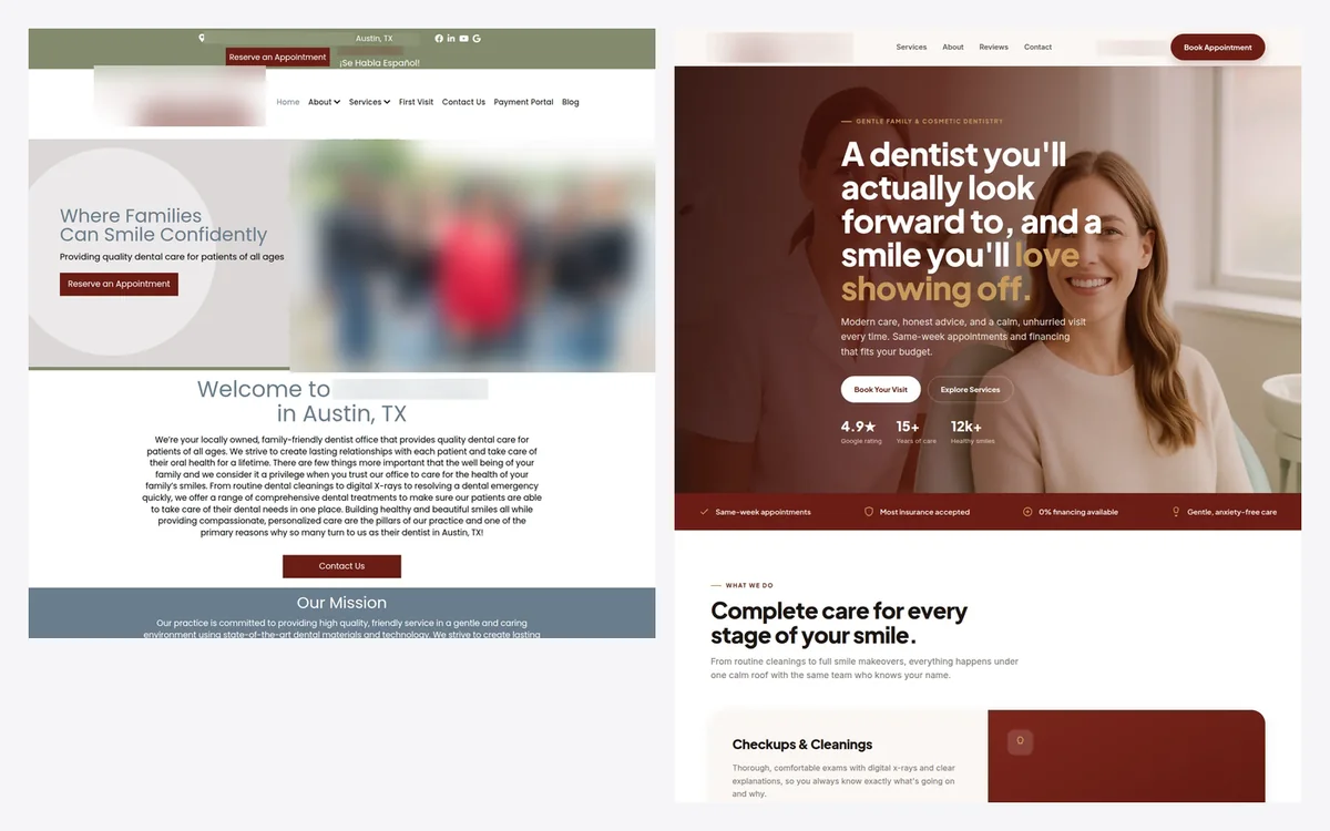 Before and after fitness homepage