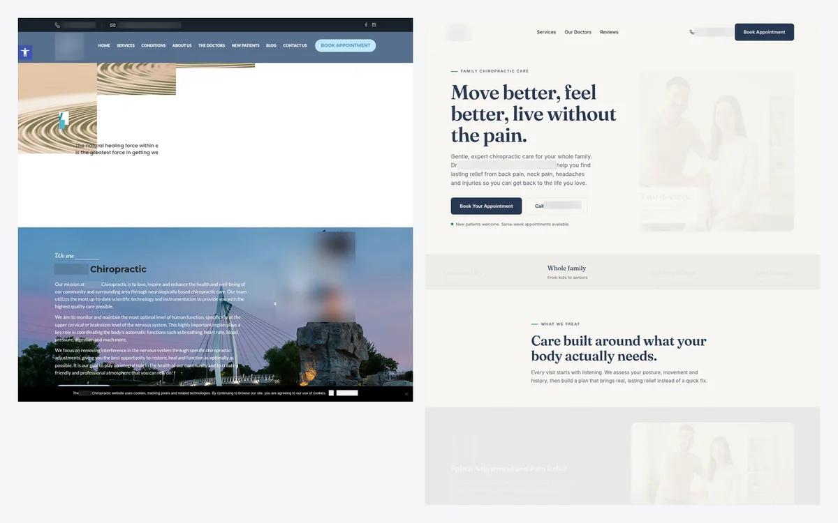 Before and after physical therapy homepage